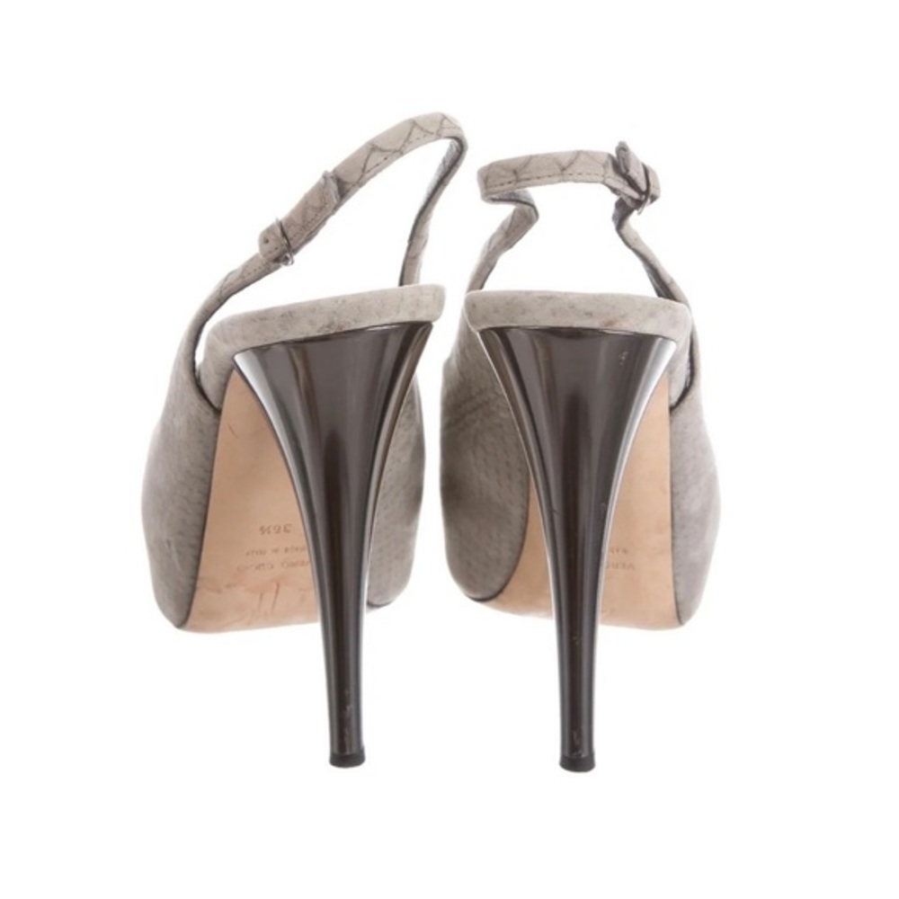 Giuseppe Zanotti Gray Python Embossed Suede Peep … - image 4